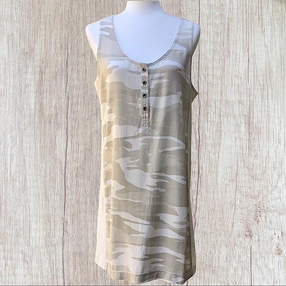 Splendid Camo Twill Tank Dress Beige/Cream, Size Small - Picture 2 of 10